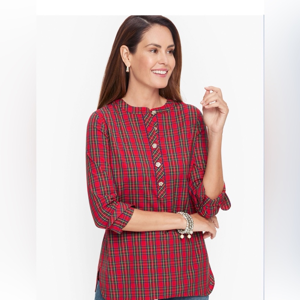 Talbots Vibrant Plaid Blouse